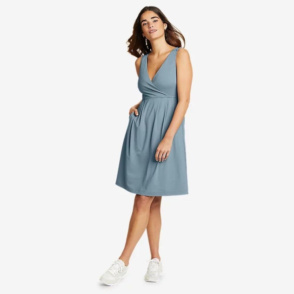 Eddie Bauer Womens size Large Aster Crossover Dress Hiking Outdoor Active Blue